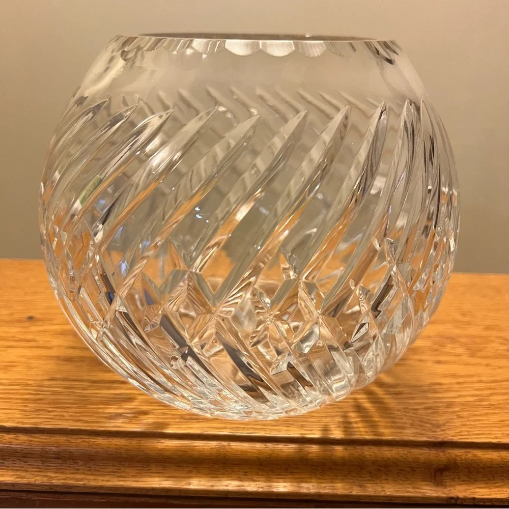 Vintage Mikasa  Leaded Crystal Cut  Large Circular Sphere Vase